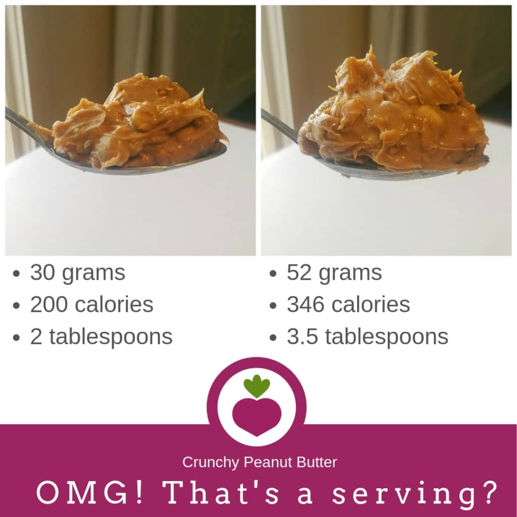 One serving size of peanut butter is 1 tablespoon, about the size of a  walnut! #funfoodfacts