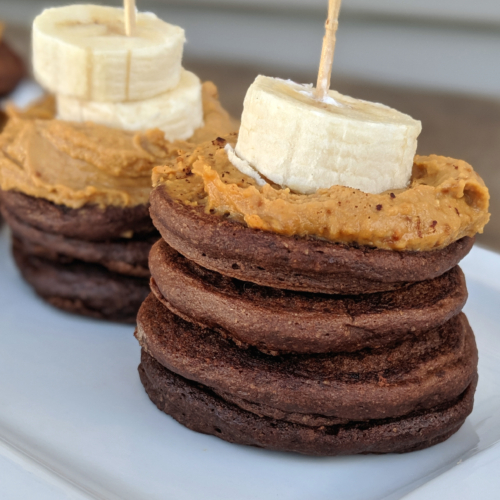 Chocolate kodiak cake stack