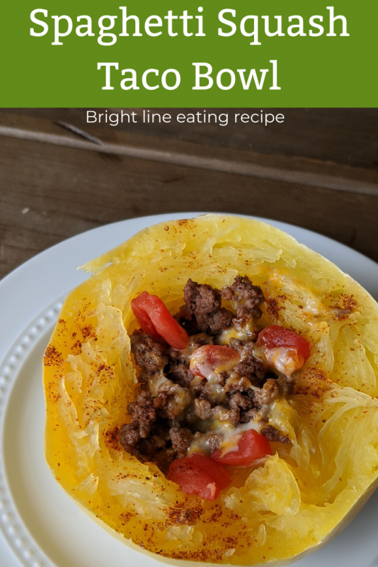 This Spaghetti squash taco bowl fits most diet plans, including Bright Line Eating!