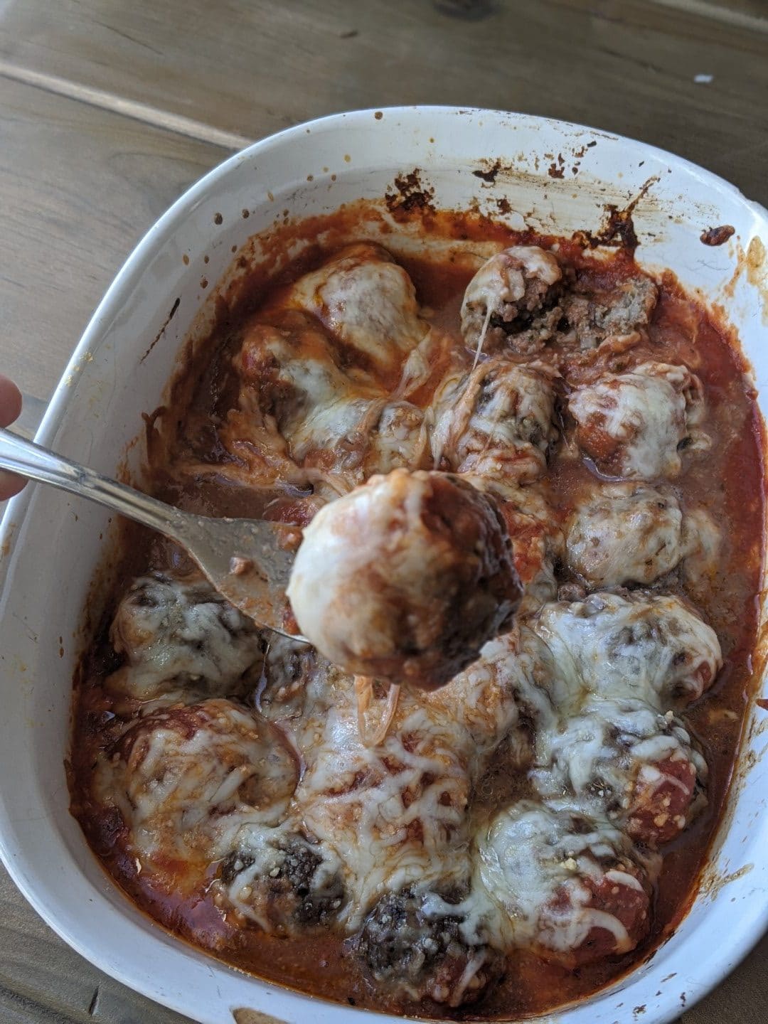 Making cheesy meatballs