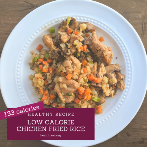 low calorie chicken fried rice with cauliflower crumbles