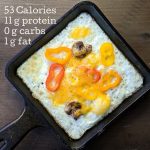 egg white frittata with nutrition info on top