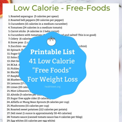 printable list of free foods for weight loss