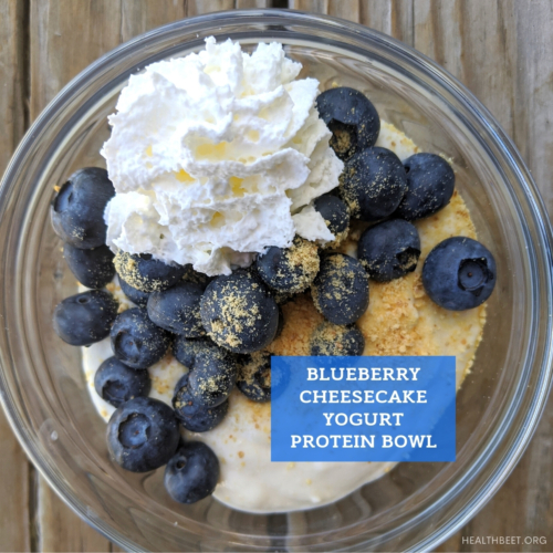 blueberry cheesecake protein yogurt bowl