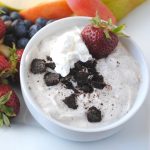 high protein cookies and cream greek yogurt fruit dip square