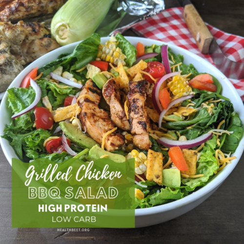 high protein low carb grilled chicken BBQ salad