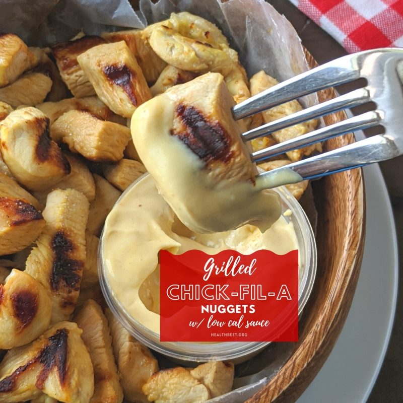 homemade and healthy grilled chick-fil-a nuggets with a low calorie sauce thumbnail