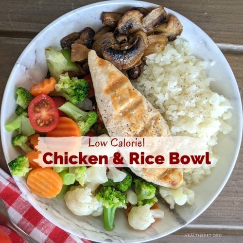 Low calorie chicken and cauliflower rice bowl