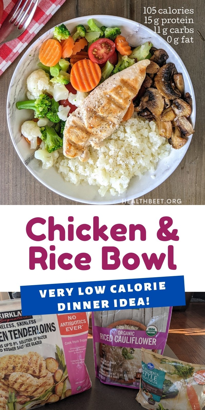 Very Low Calorie Chicken And Rice Bowl Dinner Recipe Health Beet