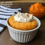 Protein pumpkin mug cake with 190 calories 30 g protein 26 g carbs 1 g fat