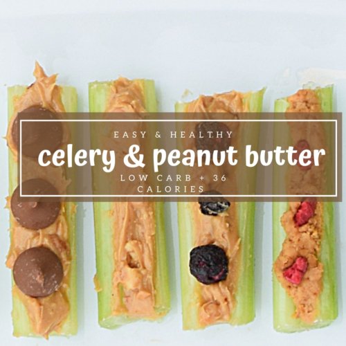 celery and peanut butter low carb low calorie snack idea