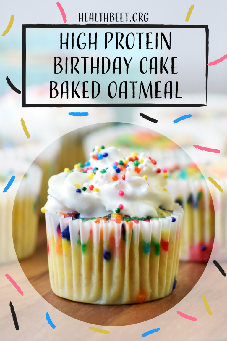 Birthday Cake Baked Oatmeal with Protein Powder - Health Beet