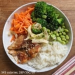 protein power plate with teriyaki chicken thighs