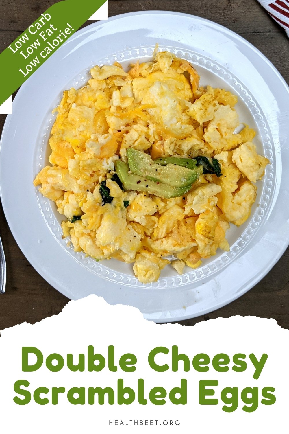 Low Carb Double Cheesy Scrambled Eggs {with low calorie cheese powder} Health Beet