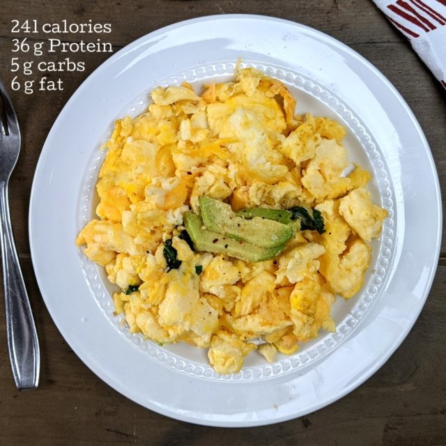 Low Carb Double Cheesy Scrambled Eggs {with low calorie cheese powder