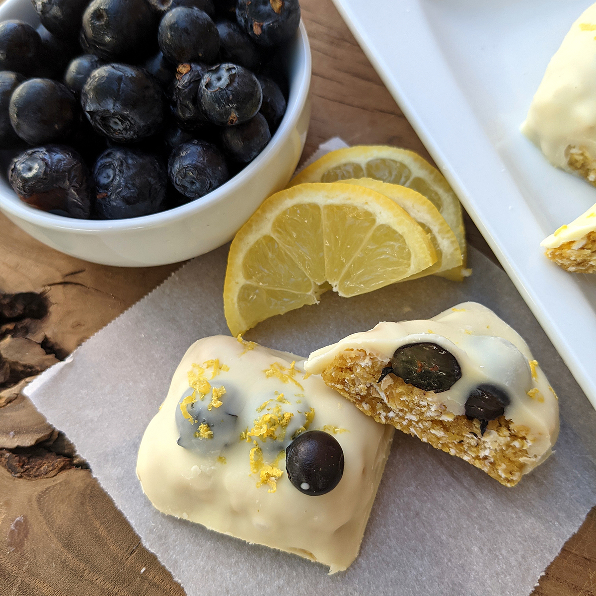 Lemon Blueberry NoBake Protein Bars {121 Calories Each} Health Beet