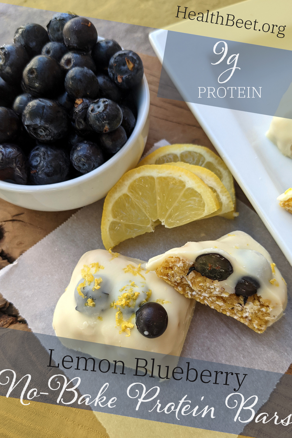 Lemon Blueberry NoBake Protein Bars {121 Calories Each} Health Beet
