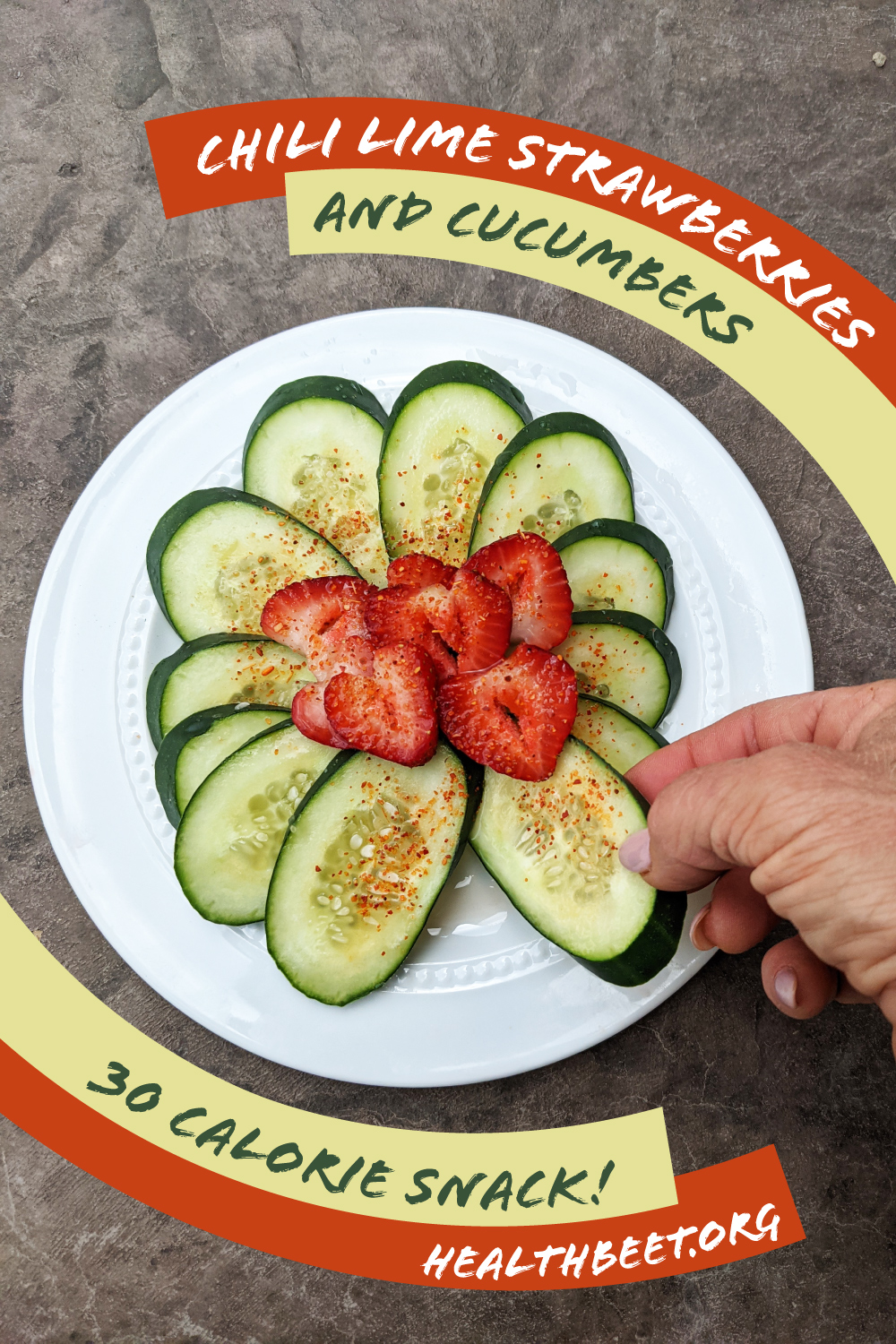 Healthy Chili Lime Strawberries with Cucumber and Tajin Seasoning