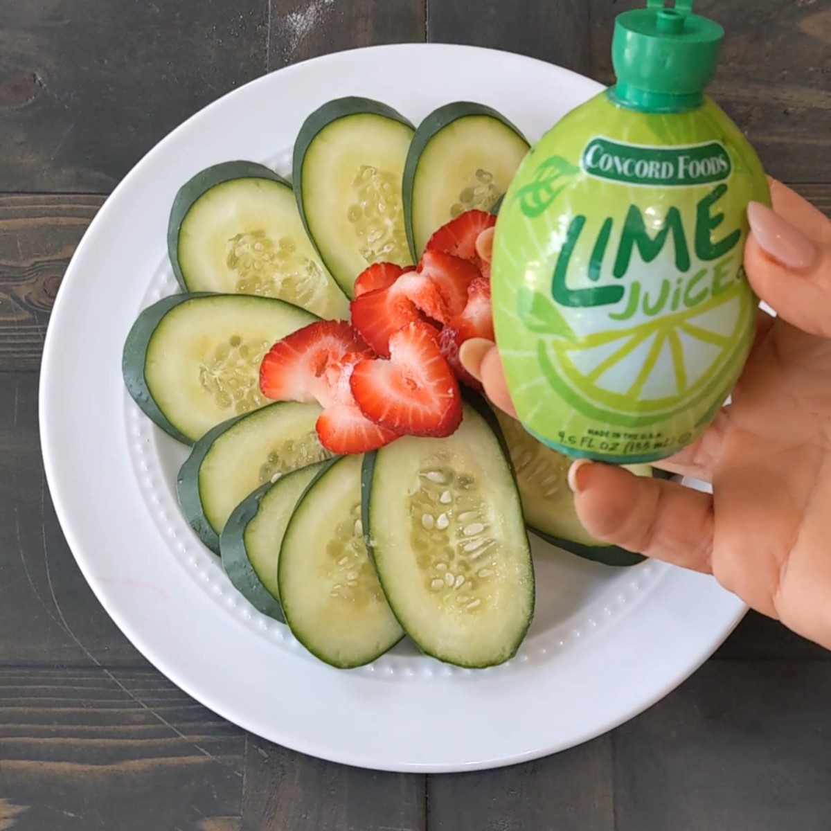 Healthy Chili Lime Strawberries with Cucumber and Tajin Seasoning