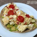 scrambled egg pizza on flat out bread