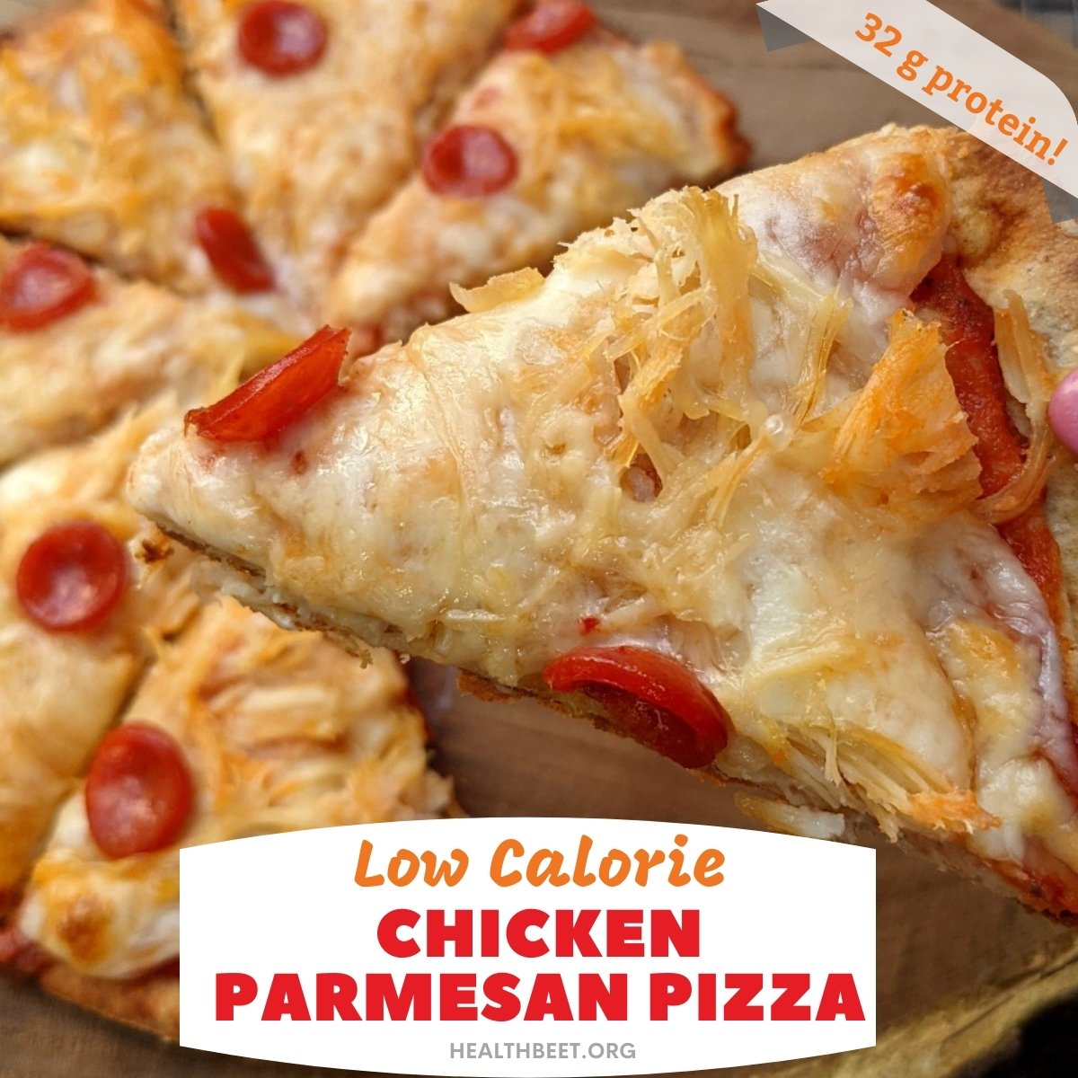 Low calorie chicken parmesan pizza with 32 grams of protein thumbnail