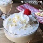 Low calorie white chocolate mousse square with calories and macros (Custom)