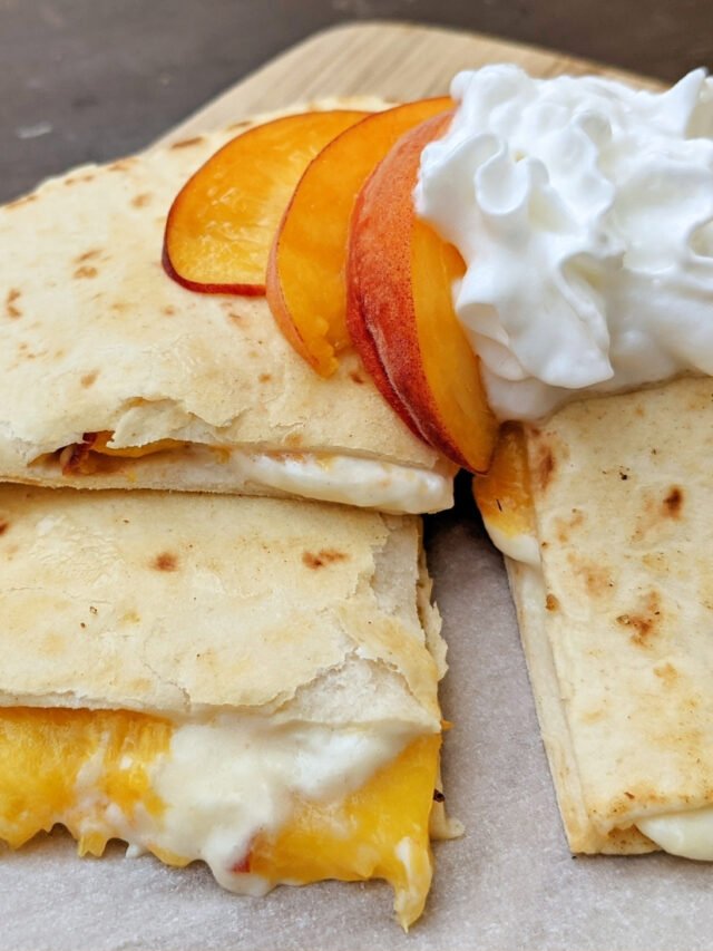 Peaches and Cream Protein Dessert Quesadilla