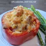 Chicken and rice stuffed peppers with calories and macros