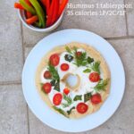 Christmas appetizer- holiday hummus square with calories and macros