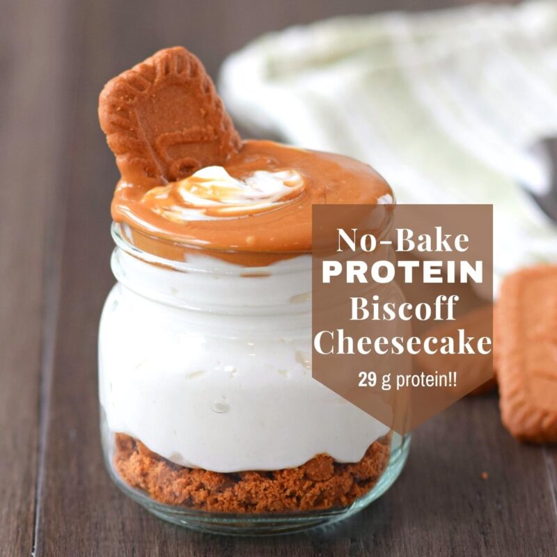 No-bake protein biscoff cheesecake with 29 grams of protein