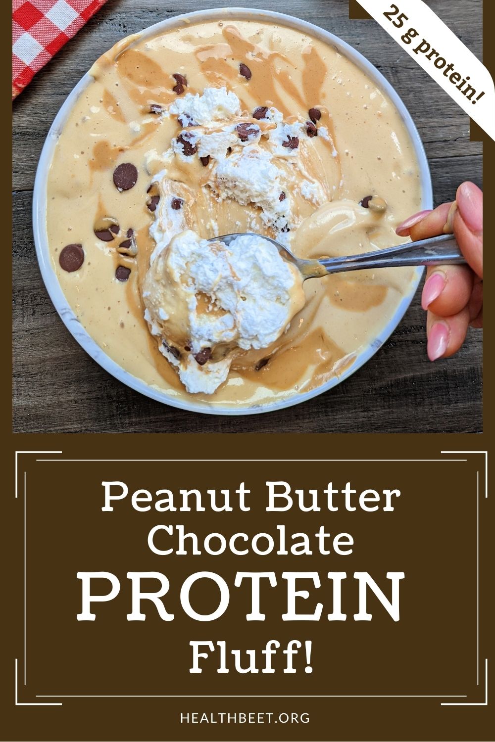 Yummy Peanut Butter Chocolate Protein Fluff Recipe {25 grams of protein