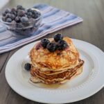 blueberry protein pancake stack square