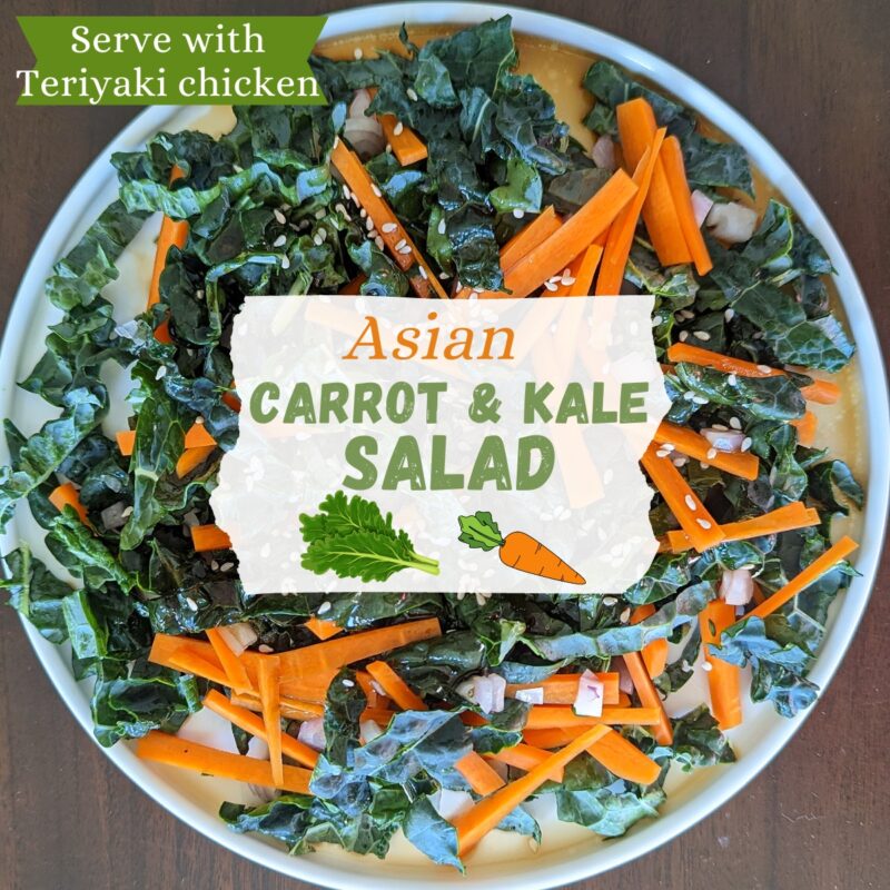 Asian Kale Salad side dish for teriyaki chicken recipe