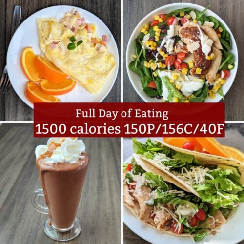 Full day of eating for weight loss 1500 calories 150 g protein