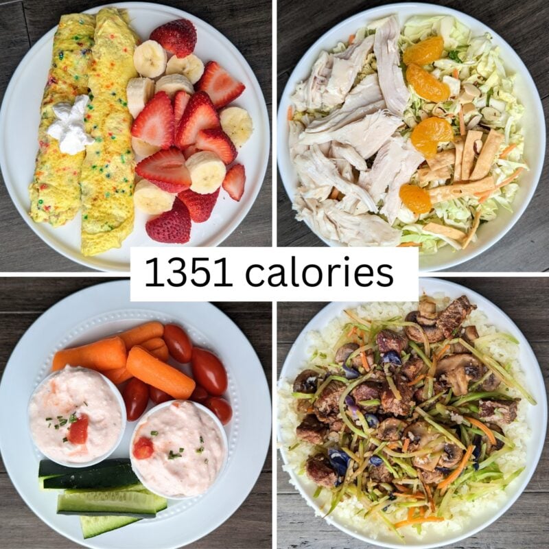 1300 calorie day with High Protein Veggie Dip and Cake Batter Eggs ...