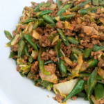 Sauteed Green Beans and Ground Beef in a Bowl