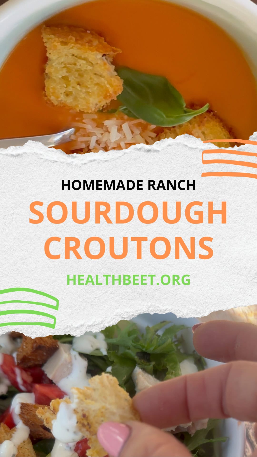 Homemade ranch sourdough croutons