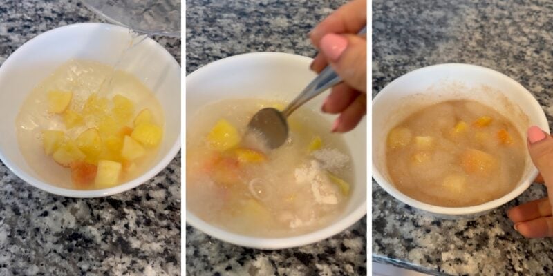 Making and ingredients for pre workout- low calorie low fat cream of rice apple pie