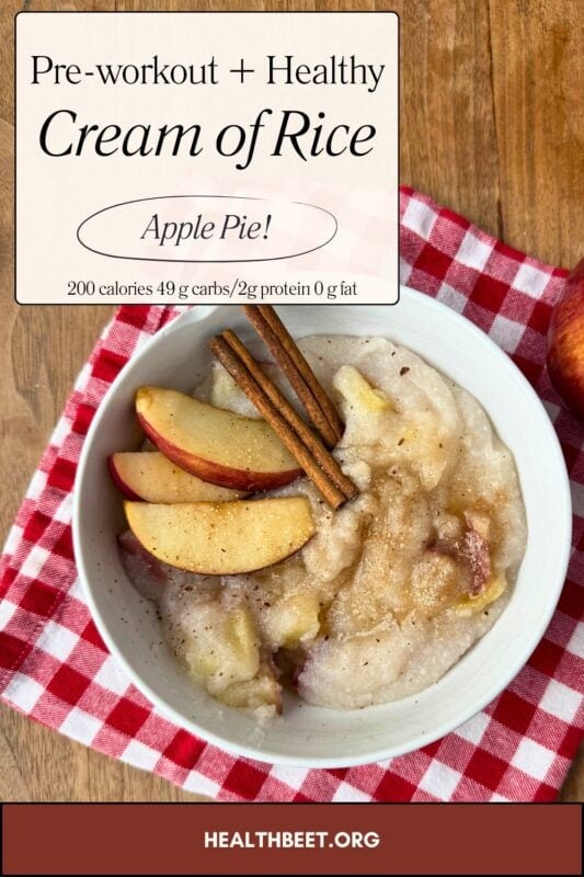 pre workout- low calorie low fat cream of rice apple pie