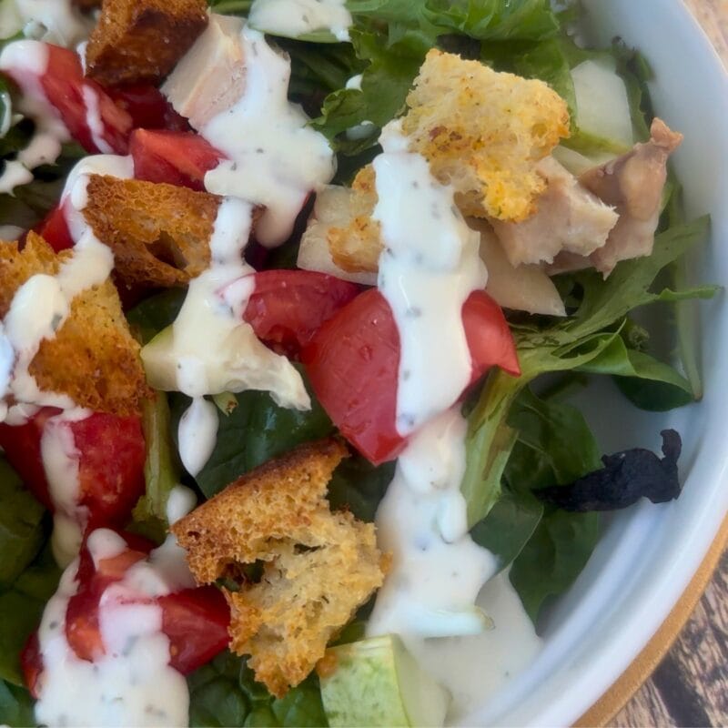 Homemade ranch sourdough croutons