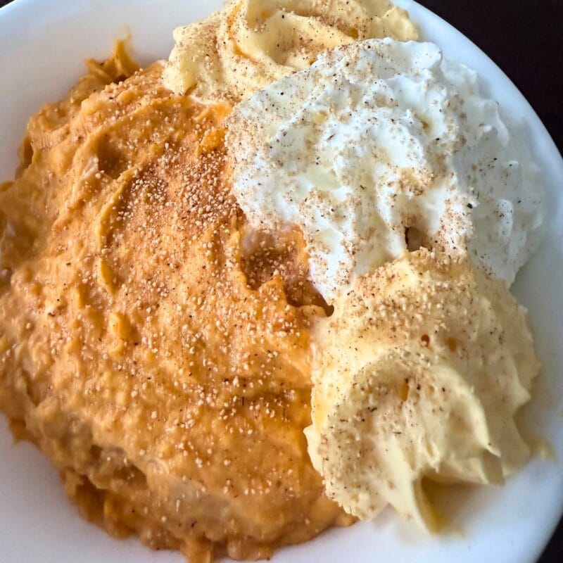 pumpkin yogurt and whipped cream snack