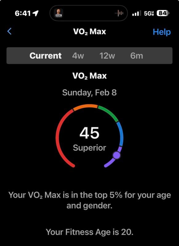 my vo2 max screenshot
