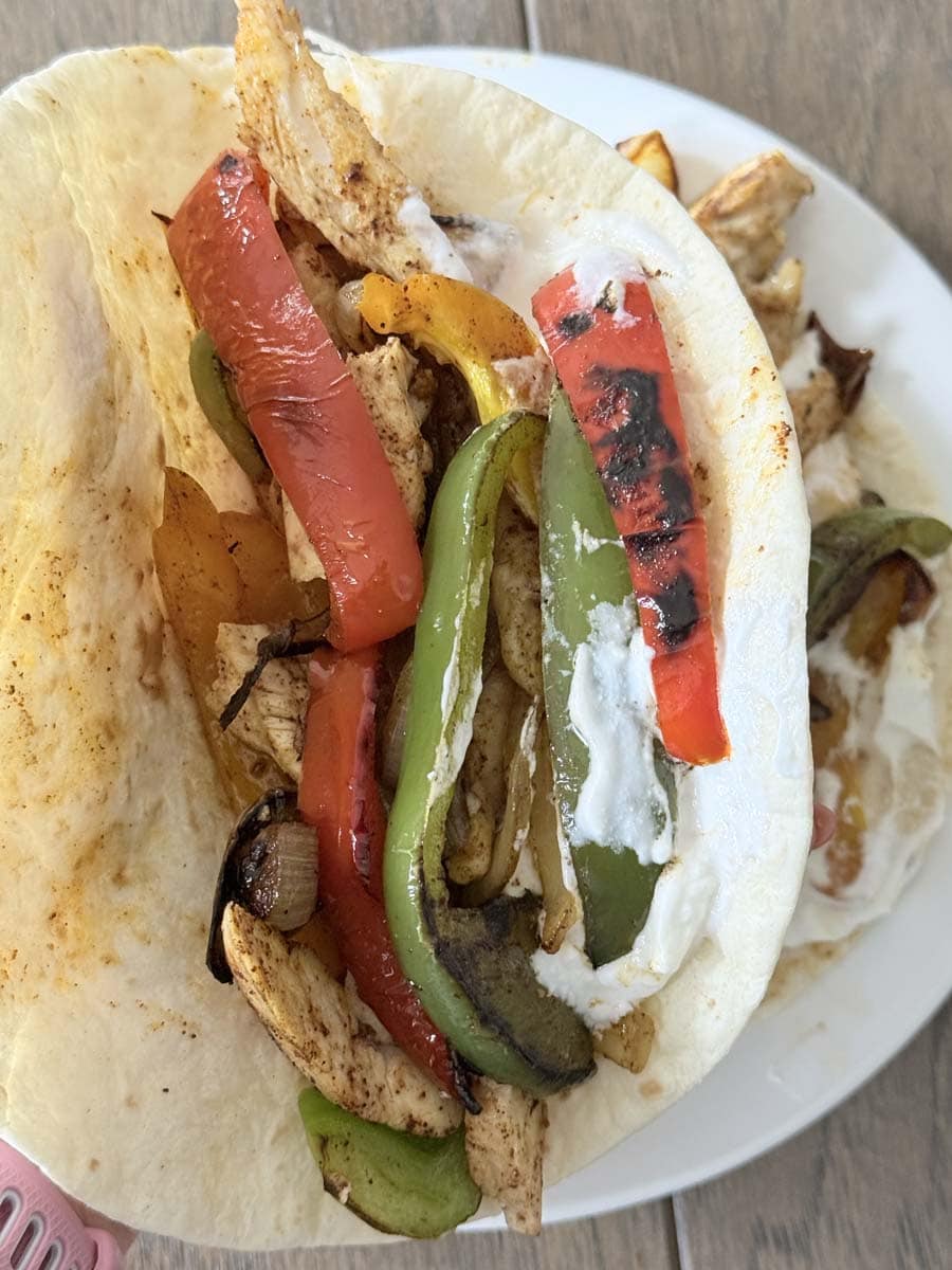 close up of High-Protein Chicken Fajitas