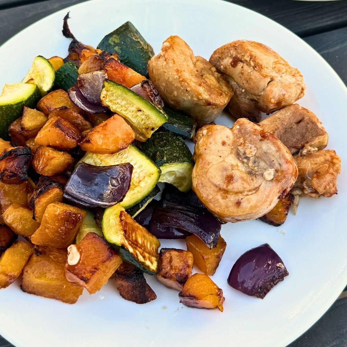 High protein healthy dinner for 2 BBQ sheet pan chicken