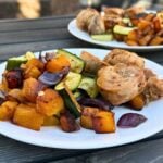 High protein healthy dinner for 2 BBQ sheet pan chicken