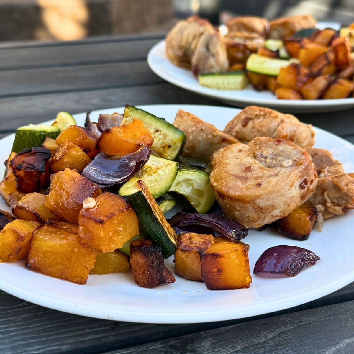 High protein healthy dinner for 2 BBQ sheet pan chicken