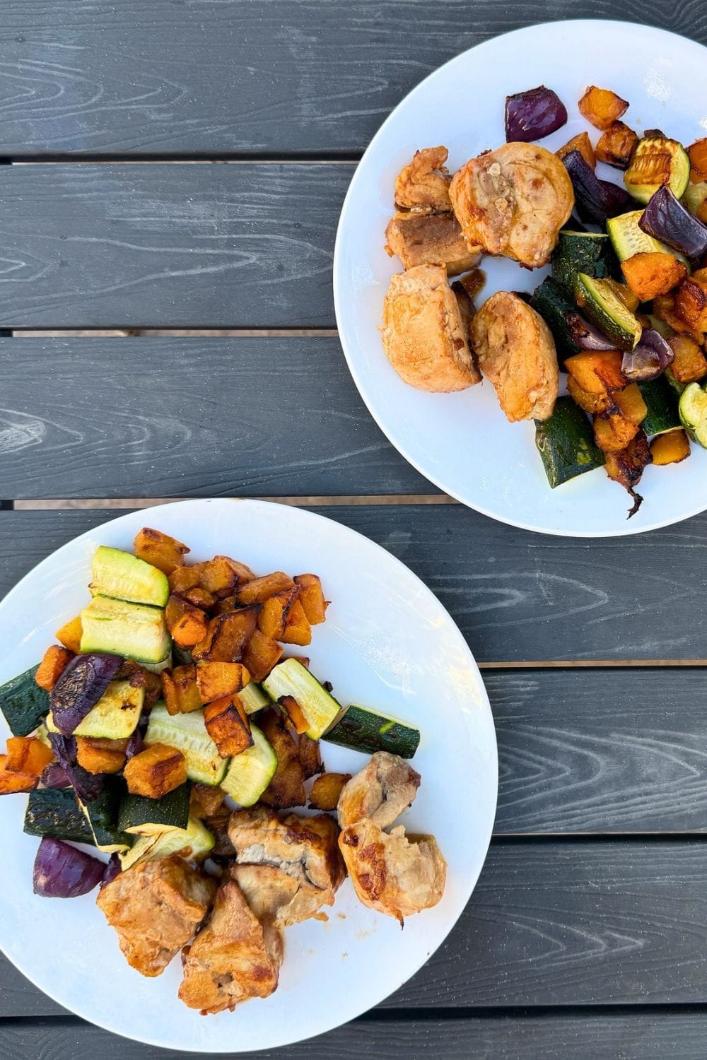 Sheet pan dinner for 2 BBQ chicken