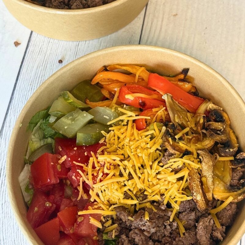 dinner for 2 cheeseburger bowl