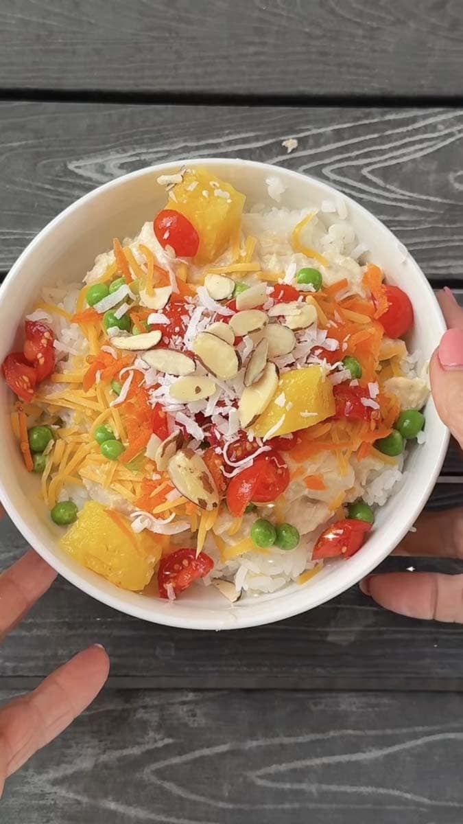 bowl of hawaiian haystacks for two